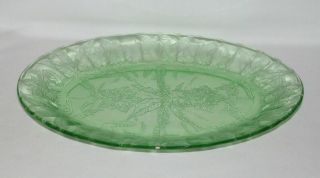 Jeannette Glass Floral Poinsettia Green Oval Platter