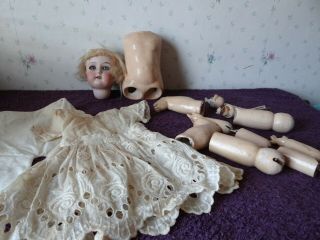 Antique 15 1/2 " German Bisque Head Doll As Found Floradora To Restore