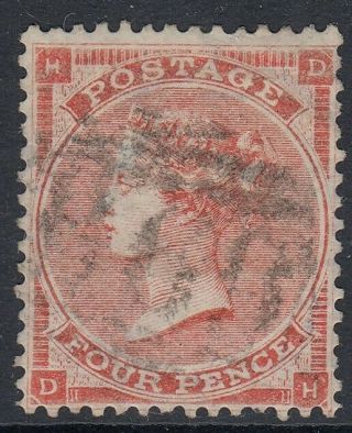 Gb Qv 1862/4 4d Pale Red Hairlines Plate 4 Sg82 Fine