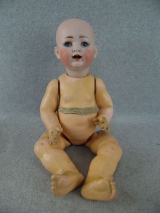 19 " Antique Bisque Head Composition German Bent Leg Baby Doll For Restoration