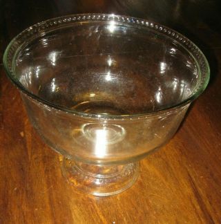 Large,  Vintage Clear Glass,  Pedestal Fruit Bowl