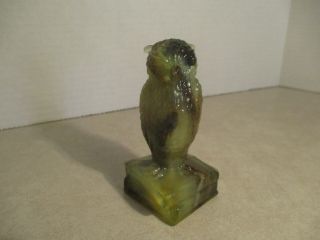 Vintage Degenhart Glass Owl Figurine Brown Opalescent Color " Dickie Bird Opel "