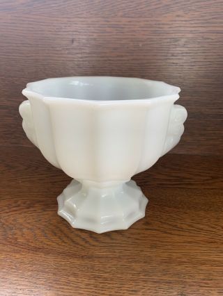 Vintage O Brody Co 5 1/2 " White Milk Glass Vase Planter Footed Cleveland J2537