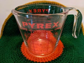 Pyrex 516 Corning Glass Measuring Cup Open Handle Red Lettering 2 Cups,  Metric