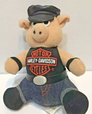 Harley Davidson Vintage Road Hog Plush 7 " Biker Pig 1993 Stuffed Animal Plush