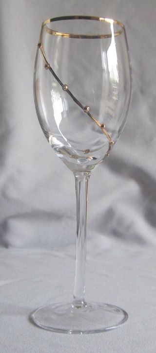 Wine Glass Goblet Pier 1 Gold Dot Swirl Pattern 9 1/8 "