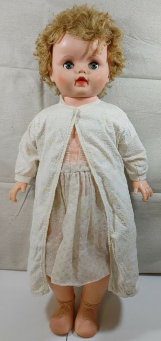 Vtg 29 " Tall Hard Plastic Walker Doll Similar To Ideal Suzy Playpal Life Size