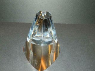 Clear Art Glass Pyramid Paperweight W/ Heart Shape At Base & Top