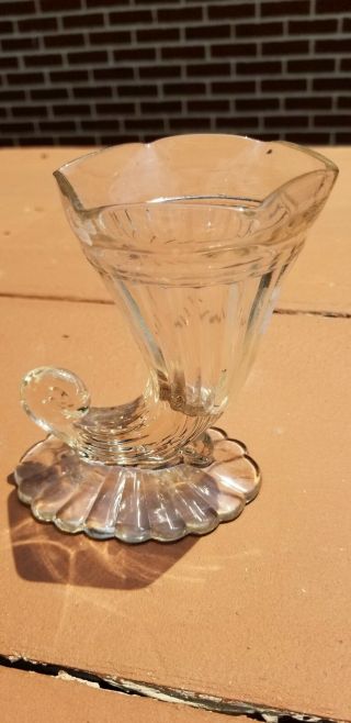 Heisey Glass Cornucopia Horn Of Plenty Candle Holder - Flower Vase 1940s