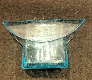 Blenko Mini Crackle Glass Cowboy or Top Hat Aqua Blue NR 3