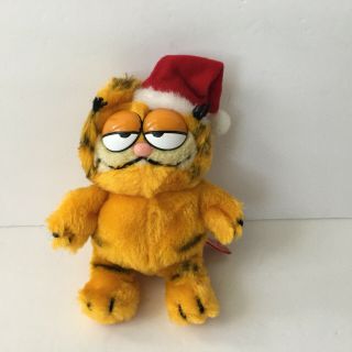 Vintage 1978 - 1981 Garfield Christmas Santa Cat Plush Stuffed Animal Dakin 6.  5