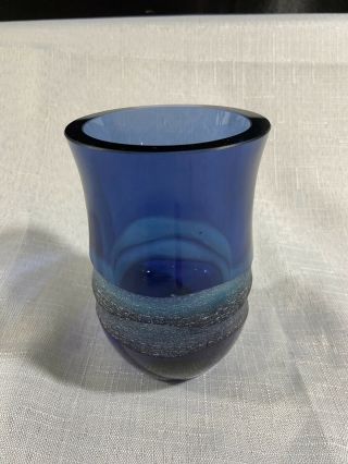 Villeroy Boch Art Glass Germany Jewels Cobalt Blue 5 " Candle Holder Vase