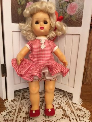 Vintage 10” Tiny Terri Lee In Originaltiny Red And White Cotton Dress Sweet