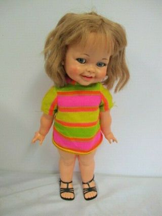 Vintage Ideal Giggles Doll 1966 - 67 W Outfit Shoes And Has Sound
