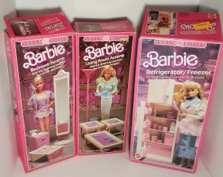 Vintage Mattel Barbie Doll Sweet Roses Living Room,  Bed Room,  Refrigerator,  Desk