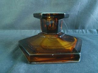 Vintage Art Deco Davidson Amber Cloud Glass Vanity Set Candle Holder Candlestick