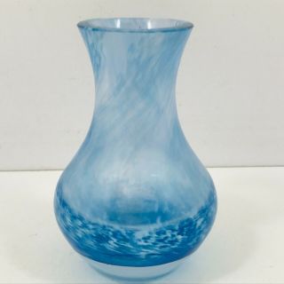 Caithness Glass Vase Scotland Small Blue White Swirl 10cam Tall