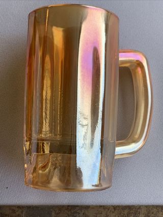 Carnival Glass Drinking Mug Amber Gold Yellow 5 1/2” Tall