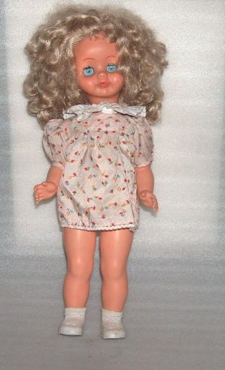 Vintage Plastic And Rubber Crying Doll In Dress,  Germany,  Gdr Or Europe
