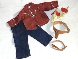 Vintage 1950s - 60s Terri Lee Cowgirl Outfit W/ Holster Gun And Belt