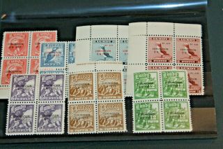 Lundy Island - 1953 Corontion Set Of 7 In Unmounted Blocks Of 4