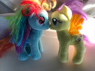 2 Ty My Little Pony Stuffed Plush Rainbow Dash Fluttershy Beanie Babies