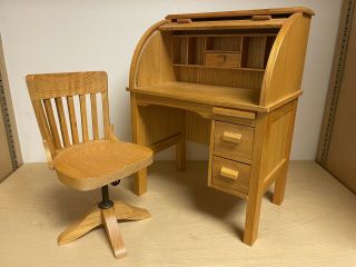 American Girl Kit’s Rolltop School Desk And Swivel Chair Retired W/ Box