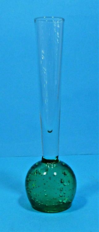 Vintage Controlled Bubble Glass Bud Vase 6.  5 " Tall Art Glass Mid Century Modern