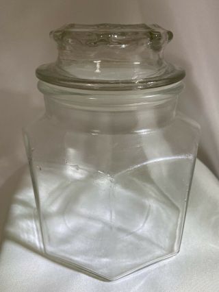 Vintage Anchor Hocking Apothecary Candy Jar 8 Sided Octagonal 6.  5” Starburst Lid