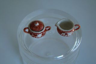 Vintage Artisan Jean Yingling Miniature Porcelain Creamer and Sugar Bowl 1980s 2