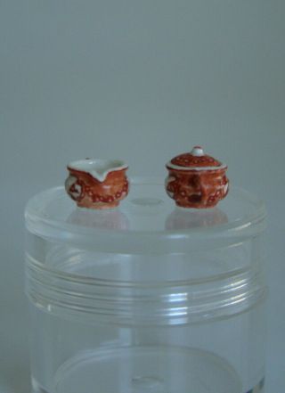 Vintage Artisan Jean Yingling Miniature Porcelain Creamer and Sugar Bowl 1980s 3