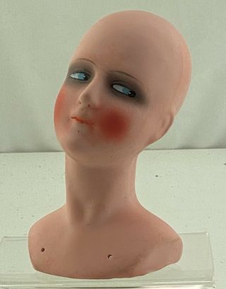 Antique Germany Paper Mache Side Eye Flapper Lady Head For Hat Stand Or Bed Doll