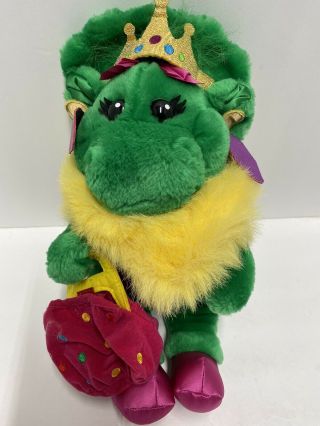 1990s Lyons Princess Baby Bop 14” Plush Doll Barney Dinosaur Crown Purse