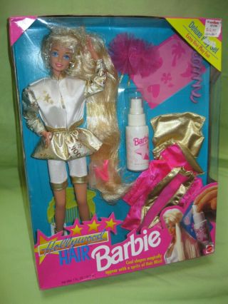 Mattel 1993 Hollywood Hair Barbie Doll Deluxe Playset W/extra Outfit Nrfb 10928