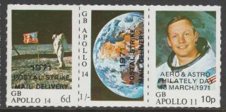Cinderella 6389 - 1971 Gb Postal Strike - Apollo Strip Of 3 U/m
