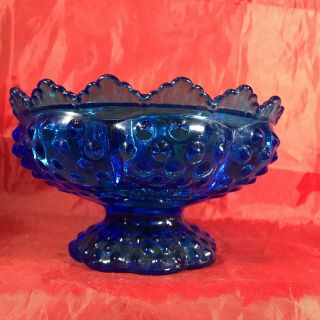 Fenton Colonial Blue Hobnail Fairy Lamp Candle Holder