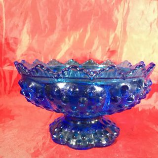 Fenton Colonial Blue Hobnail Fairy Lamp Candle Holder 2