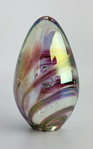 The Glass Eye studio ' 96 Iridescent Mt.  St.  Helens signed art glass paperweight 3