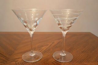 Set Of 2 Mikasa Crystal Cheers Martini Glasses 7 3/8 " Made In France