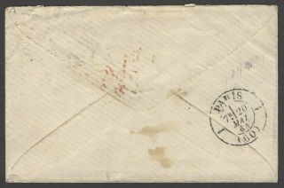 GB 1862 - 4 4d bright red hairlines on 1864 cover to France SG 81 £300 2