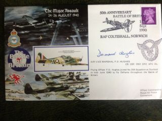 RAF Cover - BATTLE OF BRITAIN,  Signed WW2 Pilot,  Air Vice Marshal DESMOND HUGHES 2