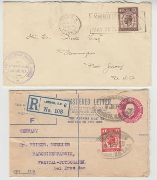 1929 Postal Union Congress Values On 2x Covers To Usa & Germany (uprated Rpse)