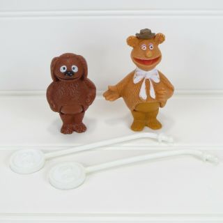 Fozzie Bear & Rowlf - The Muppets - Vintage 1978 Fisher - Price 4 " Stick Puppets
