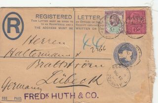 Gb Registered Letter Envelope Qv 1½d & 6d Jubilee Stamps,  Posted To Germany 1900