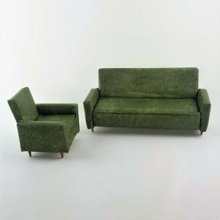 Vintage Mid Century Modern Miniature Sofa & Chair Set