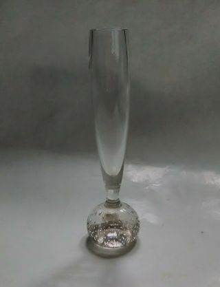 Vintage Hand Blown Controlled Bubble Base 7 " Bud Vase Art Glass