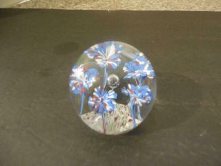 Large Hand Crafted Red White And Blue Flowers Paperweight Id:32314
