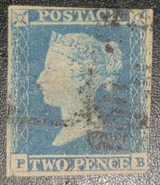 Duzik: Gb Qv Sg14 2d.  Blue P - B Stamp (no1936)