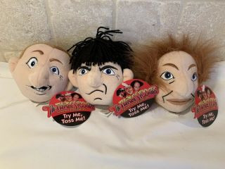 Set Of The Three Stooges Talking Knuckleheads Plush W/tags 4 " No Longer Talk