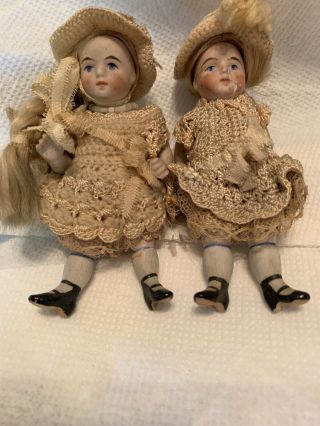 Vintage Antique Miniature Bisque Dollhouse Dolls (germany?)